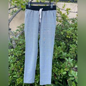 CHRISTOS New York Men's Platinum Black and White Plaid Pants Medium EUC